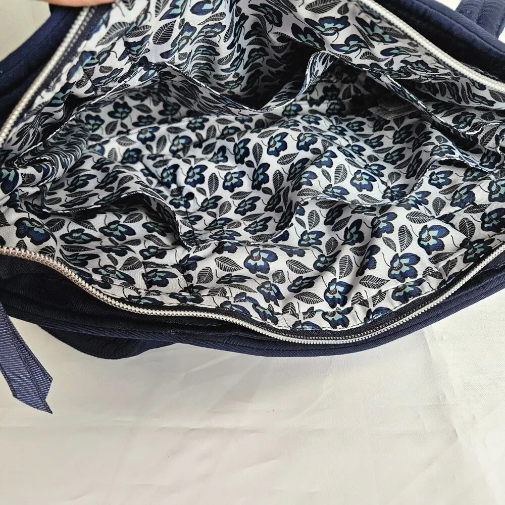 Vera Bradley Tote Bag Small w/ Zippers Performance Twill Classic Navy - Picture 7 of 14